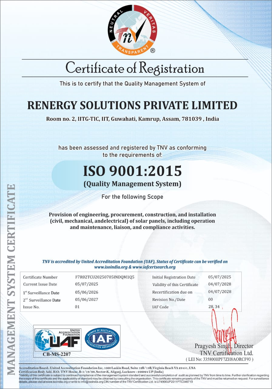ISO 9001:2015 Certificate - Renergy Solutions